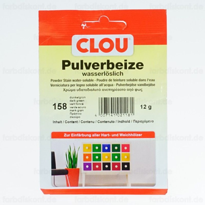 Clou  Pulverbeize Wasserbeize Holzbeize 5 / 12 g (f�r 250ml Beize)