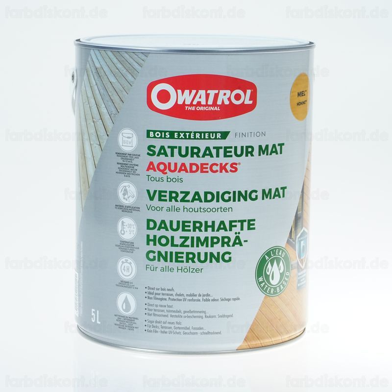 Owatrol Aquadecks 5 ltr miel/honig/honey f�r Au�en mit UV-Schutz